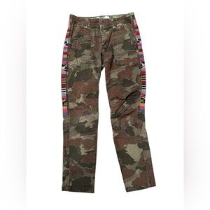 By Anthropologie Camouflage Women's Pants with Multicolor Side Stripes